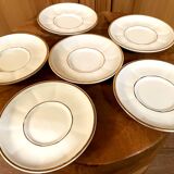 Set of 2 Apilco Flat French Porcelain Coffee Cups with Saucers, Model Flora