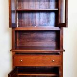 Vintage Louis Philippe style ceremonial bookcase in walnut