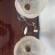 Pair of vintage table lamps in cut crystal and glass tulip.