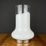 Vintage table lamp in white glass, Italy, 1970s