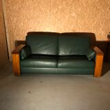 Leather sofa style art deco design Jacques Leleu