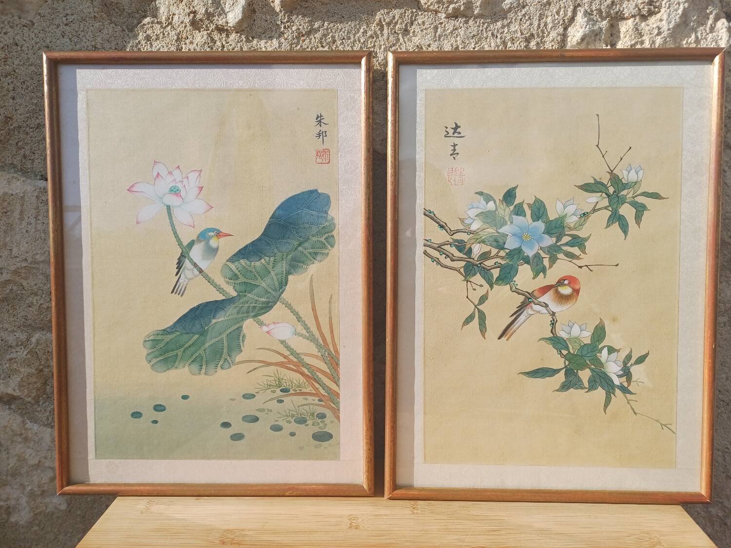Deux peintures chinoises vintage sur soie