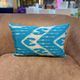 Handmade Silk Ikat Lumbar Cushion Cover, Sky Blue Oval Print Pillow Case