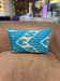 Handmade Silk Ikat Lumbar Cushion Cover, Sky Blue Oval Print Pillow Case