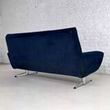Scandinavian style sofa from the 50s - 60s in blue fabric and base