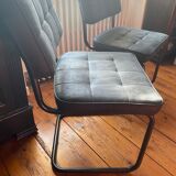 4 leather chairs black