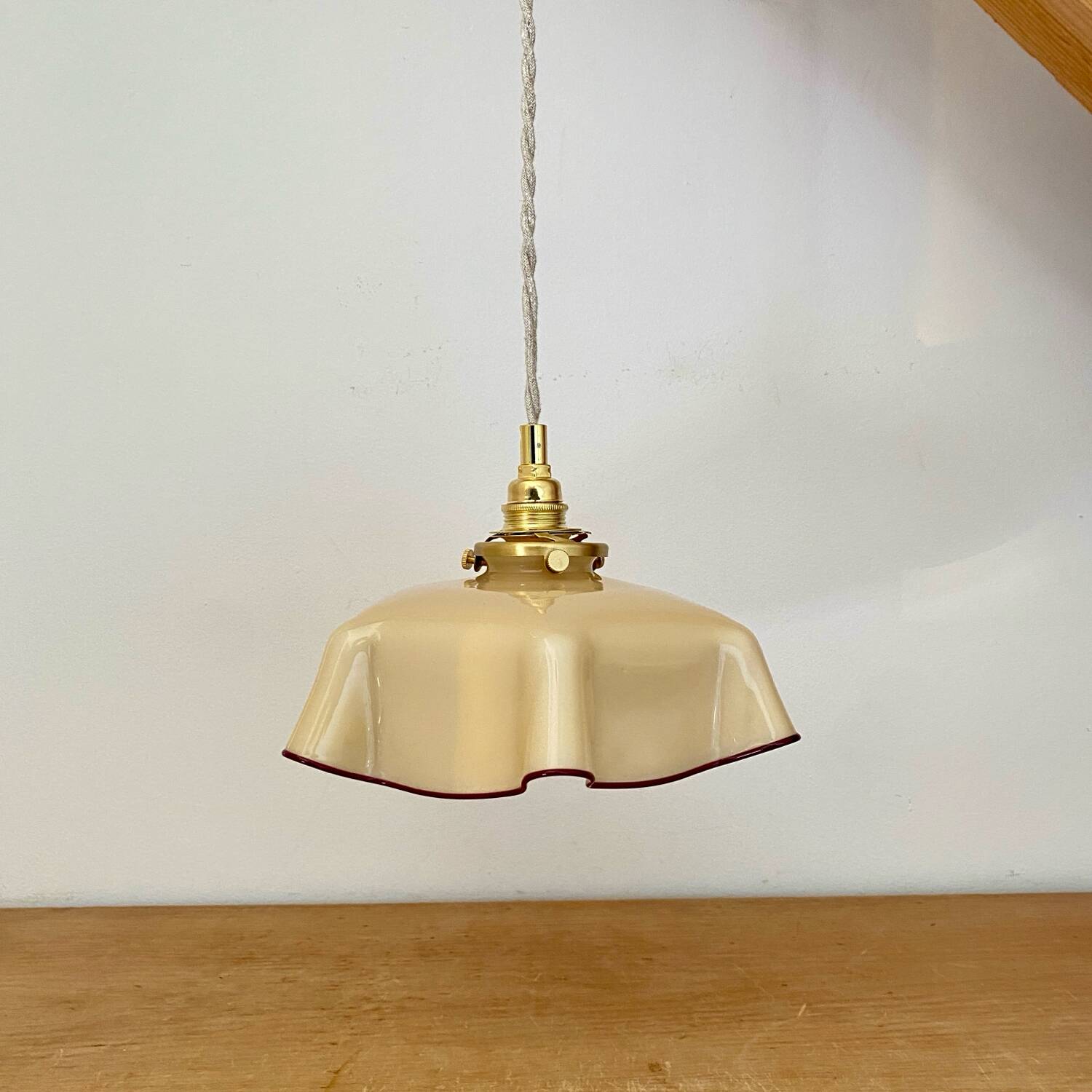Vintage yellow opaline lampshade pendant light