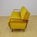 Velvet Daybed Sofa with fold-out function, 1950s