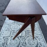 Modernist wooden desk with compass feet 1950