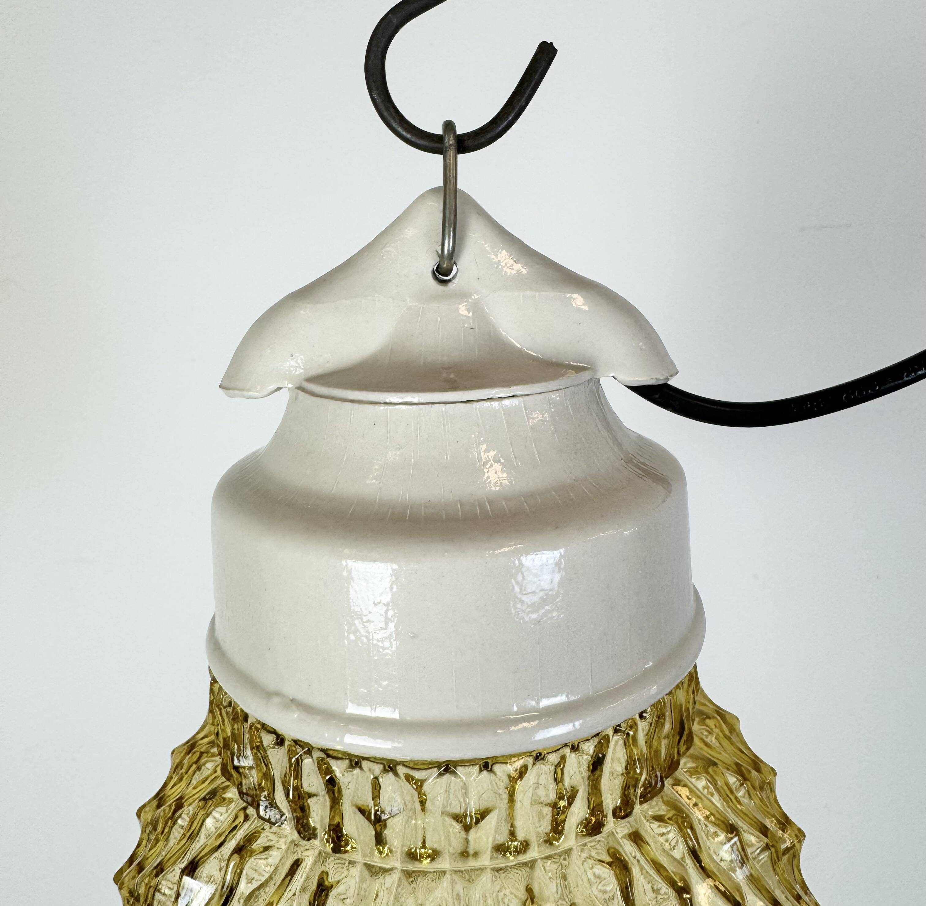 Vintage white porcelain pendant light, 1970s