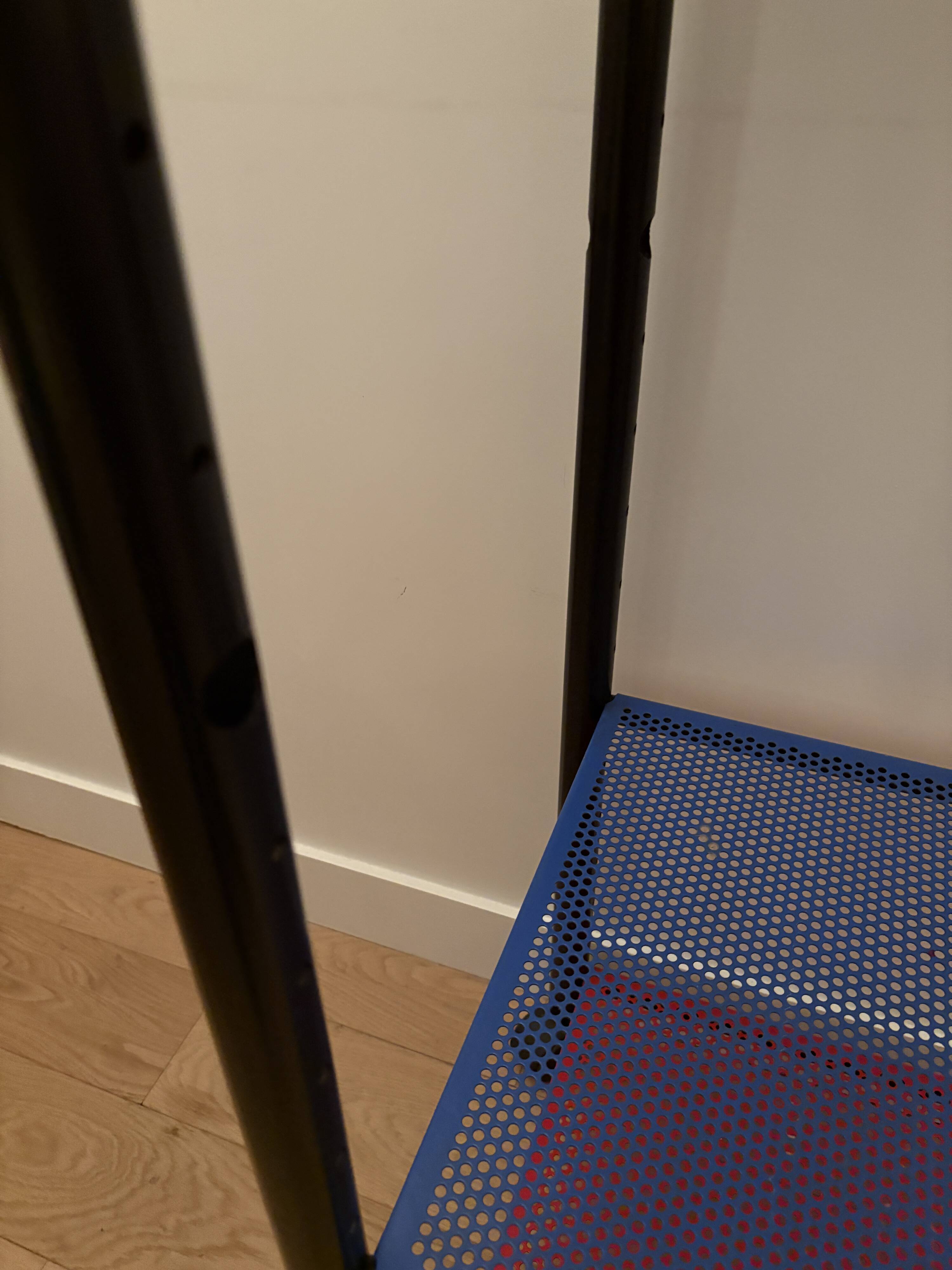Vintage 4-tier perforated metal serving cart on wheels, 1980s style