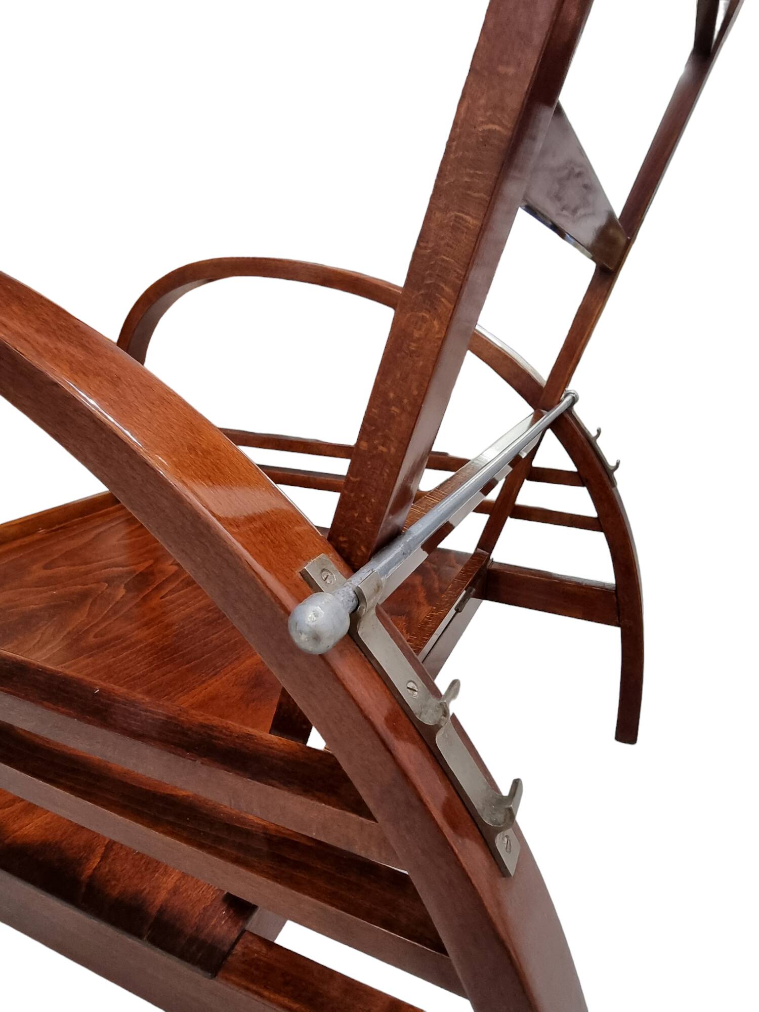 Art deco armchair with adjustable backrest, Halabala style