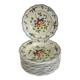 12 old Longchamp hollow plates with floral decoration