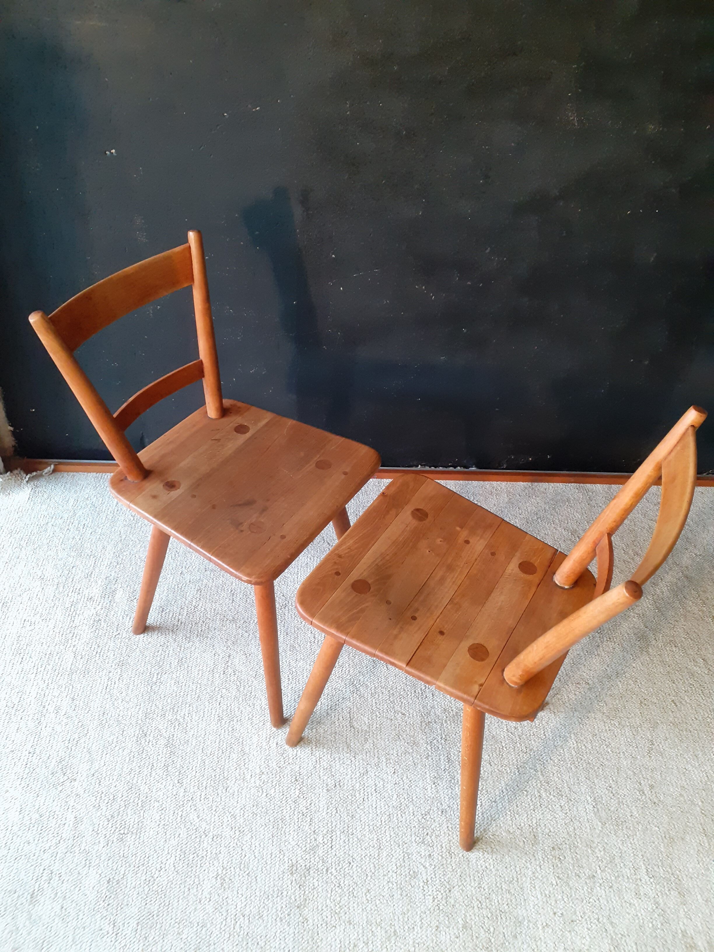 Pair of vintage all-wood chairs by Adolf Schneck for Schaffer, Germany 1947