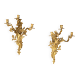 Pair of French wall lights in gilded bronze in Louis XV style
