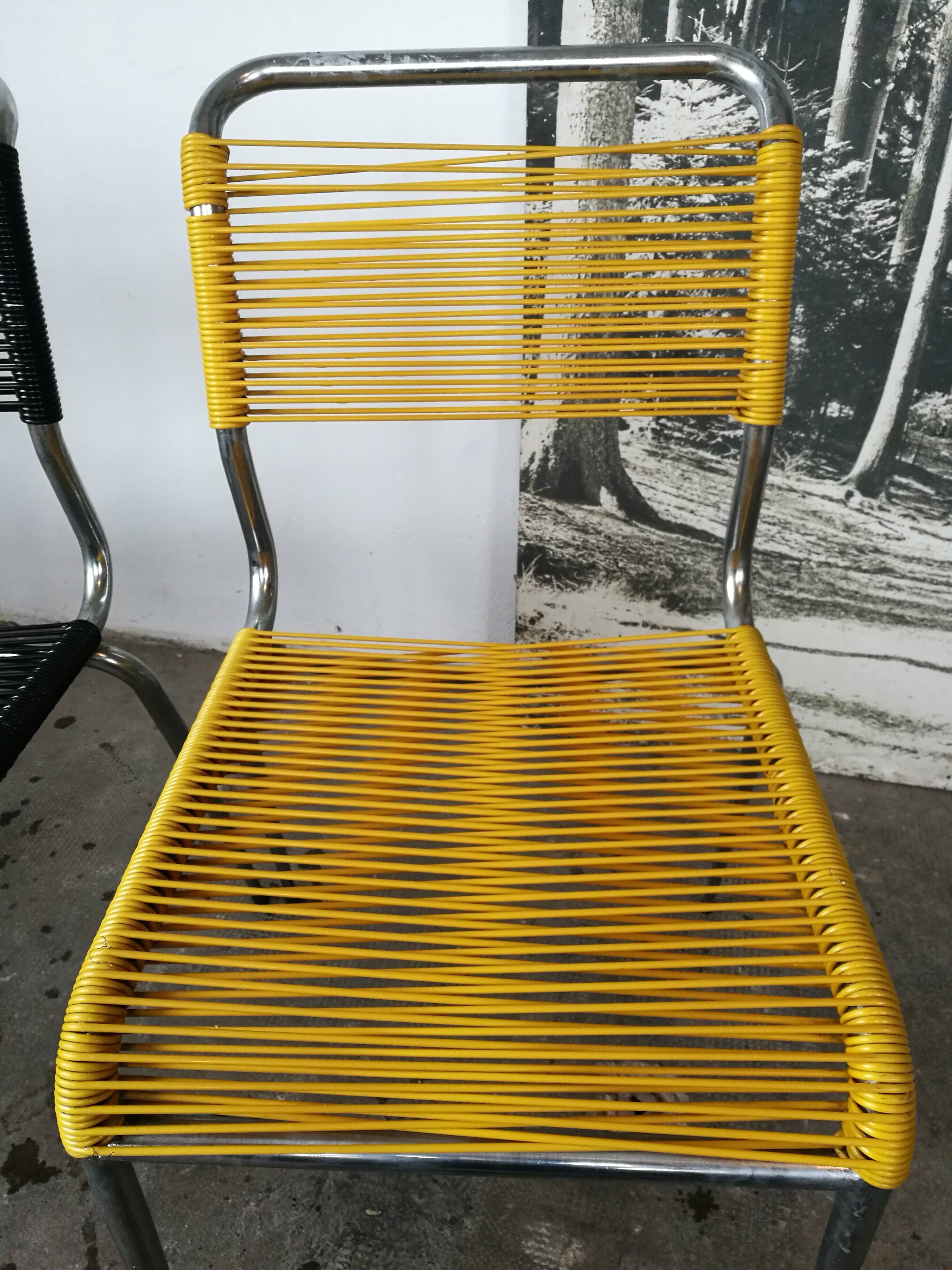 Set of 3 vintage scoubidou chairs