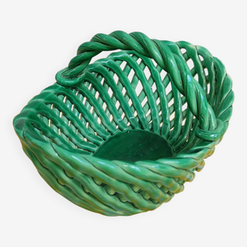 Green ceramic basket basketry Vallauris style Empty-pocket