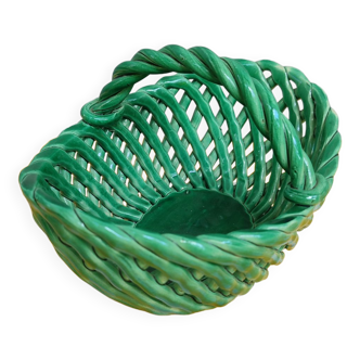 Green ceramic basket basketry Vallauris style Empty-pocket
