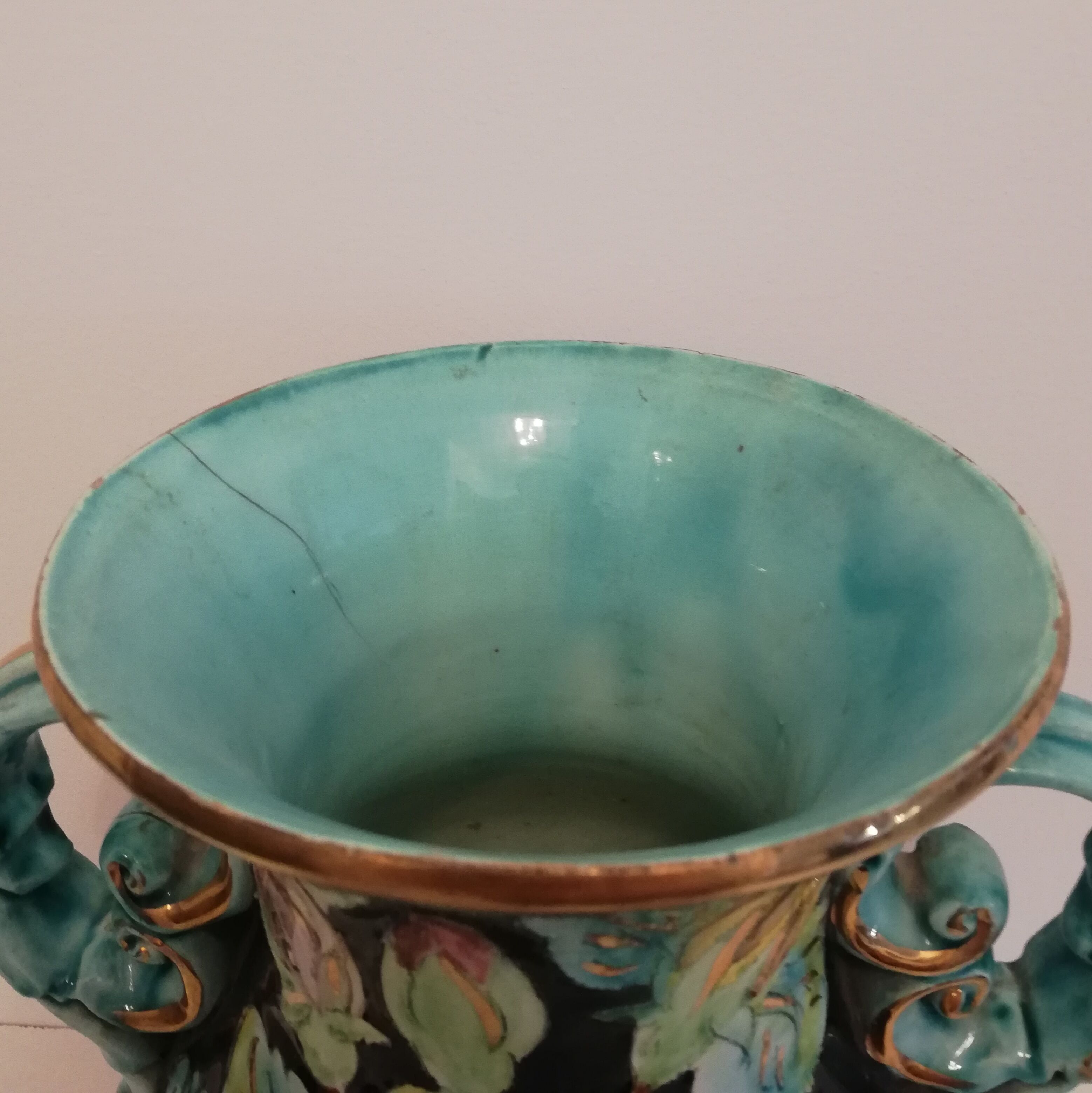 Vase Monaco à décor floral et anses travaillées