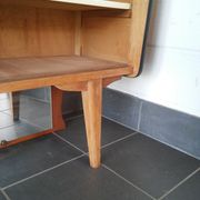 Sideboard vintage Scandinavian feet compass of oak and glass