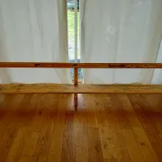 Large antique church bench 268 cm - Unique piece with flaking patina