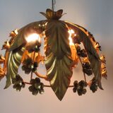 Gold leaf floral ceiling light in gold metal 70