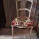 Empire style chair redone in velvet fabric, old floral pattern, 1900