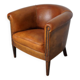 Vintage Dutch Cognac Colored Leather Club Chair