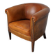 Fauteuil club vintage hollandais en cuir couleur cognac