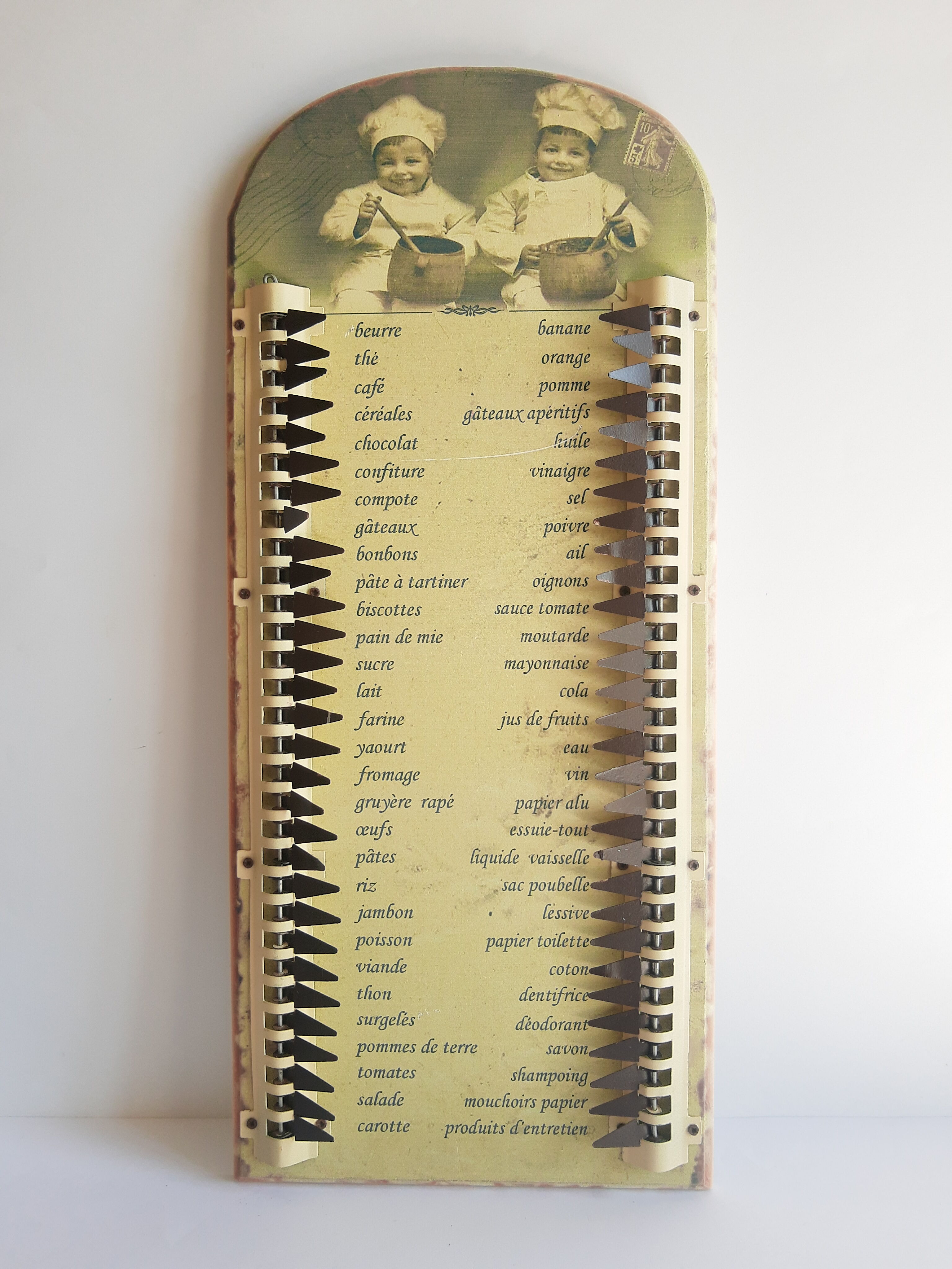 Vintage wooden organizer shopping list
