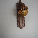 Sconce in wood and yellow glass ball from the 1960/1970