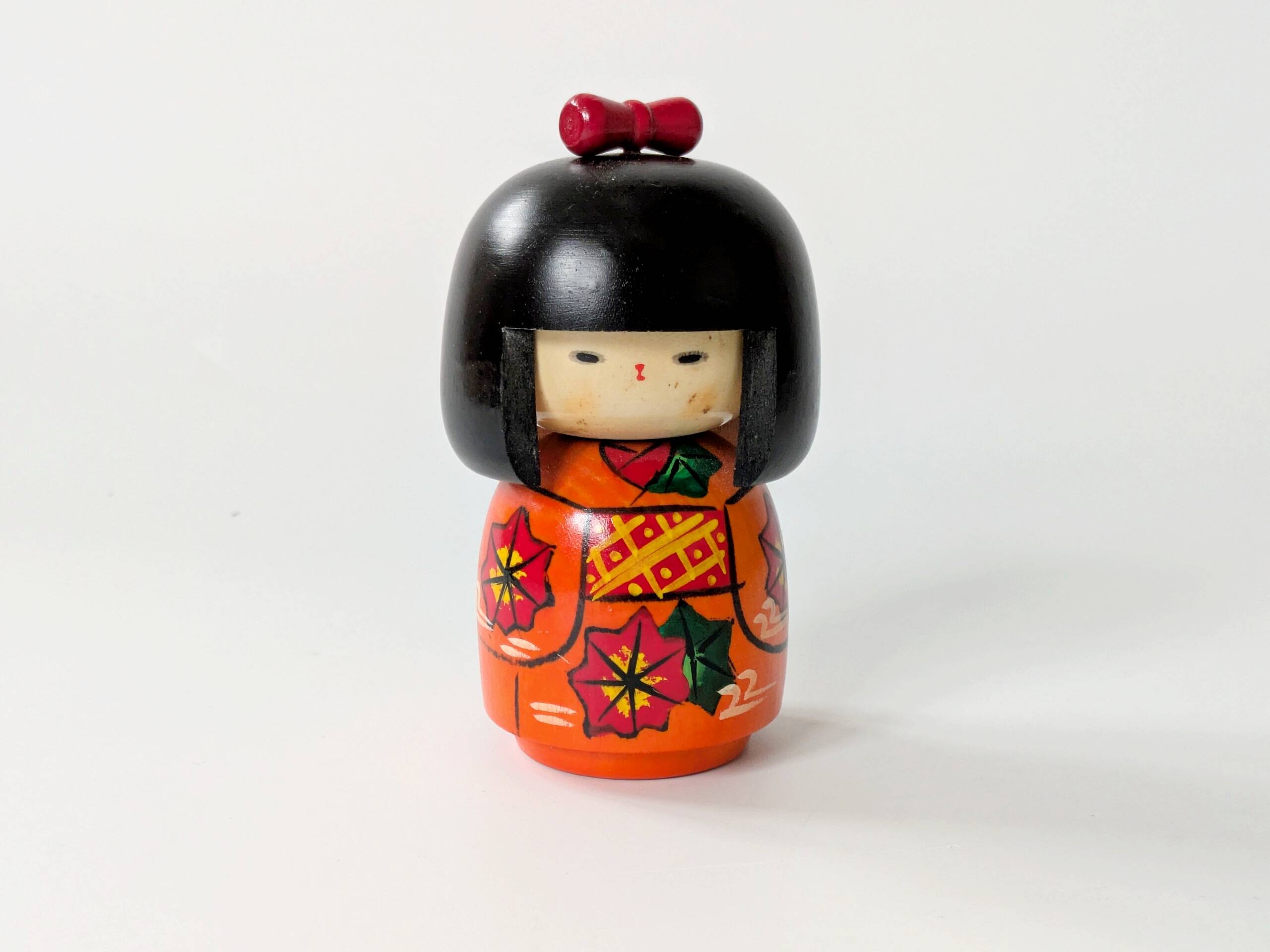 Vintage Japanese kokeshi doll, hand-painted wood