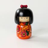 Vintage Japanese kokeshi doll, hand-painted wood