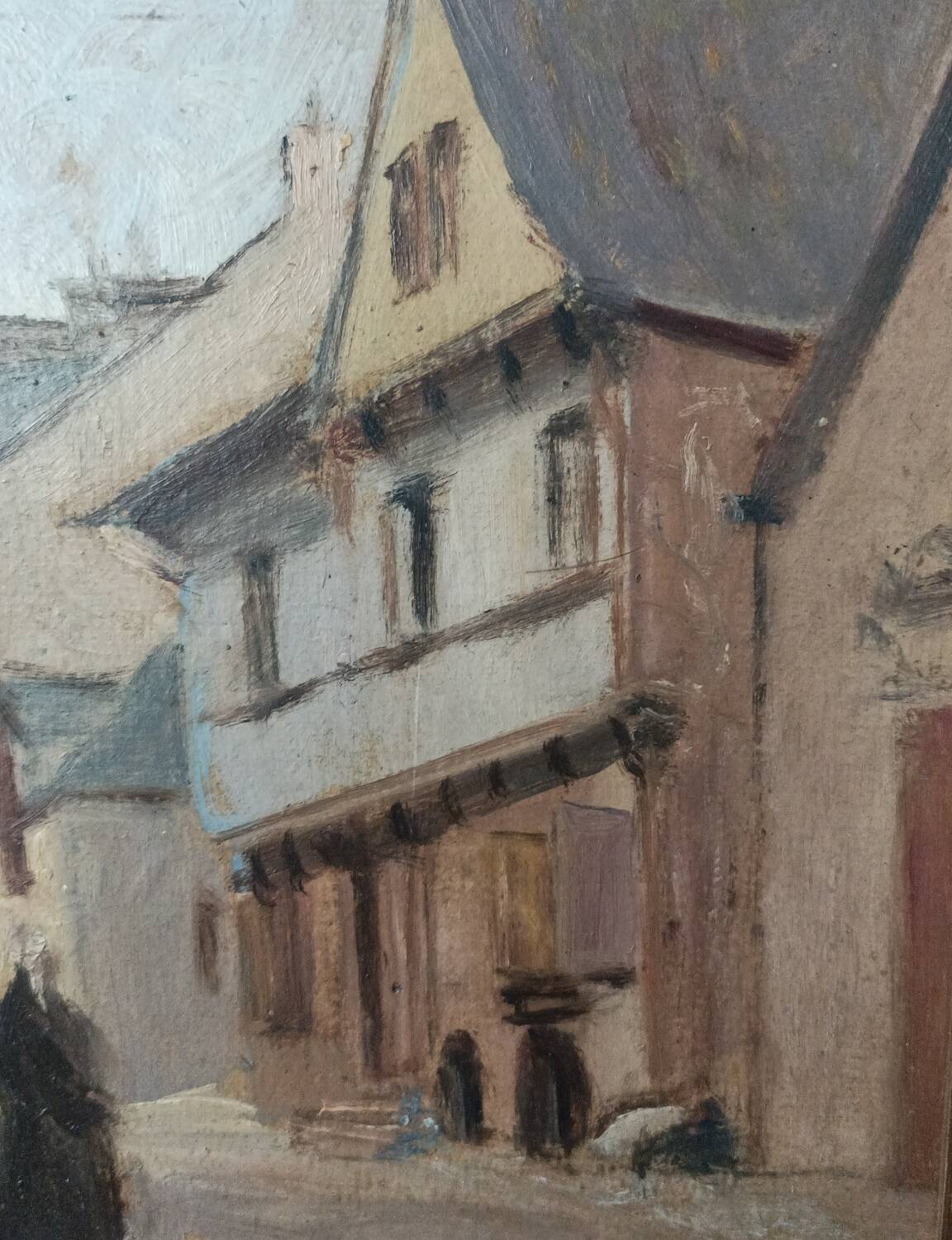 Small painting, village street in Brittany