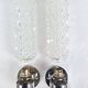 Pair of vintage space age chrome and molded glass wall lights, bedside night light