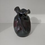 Signed enameled vase with asymmetrical free form