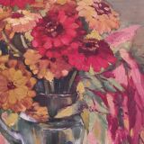 Tableau ancien nature morte florale