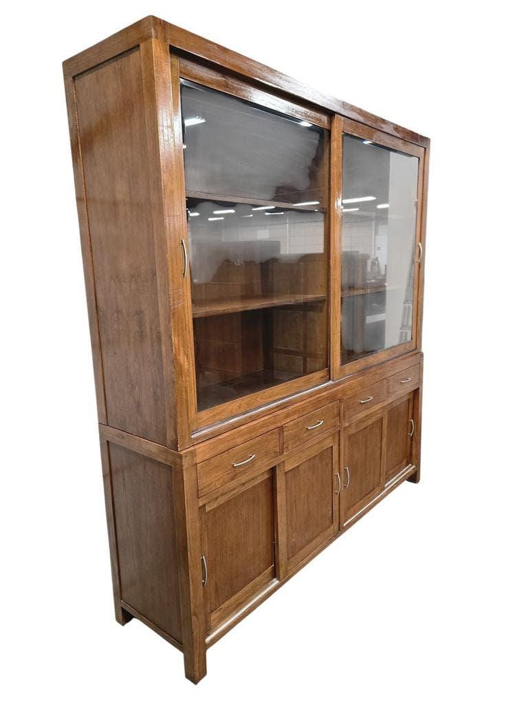 XL vintage wooden display cabinet / sideboard / wall cupboard