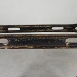Industrial table, garden table with hard stone slab on cast iron frame, 1930s