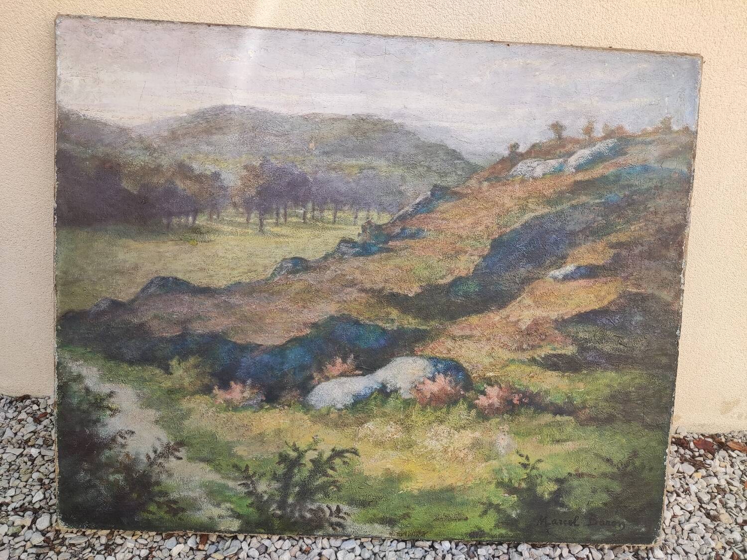 Oil on canvas, old painting signed Marcel Baron