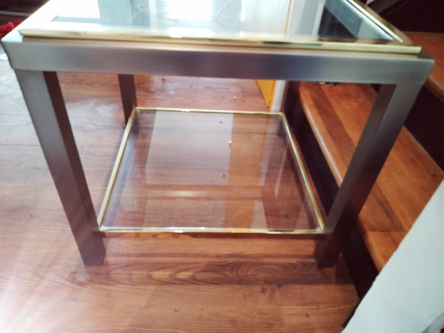 Belgo Chrom brass side table, 1980