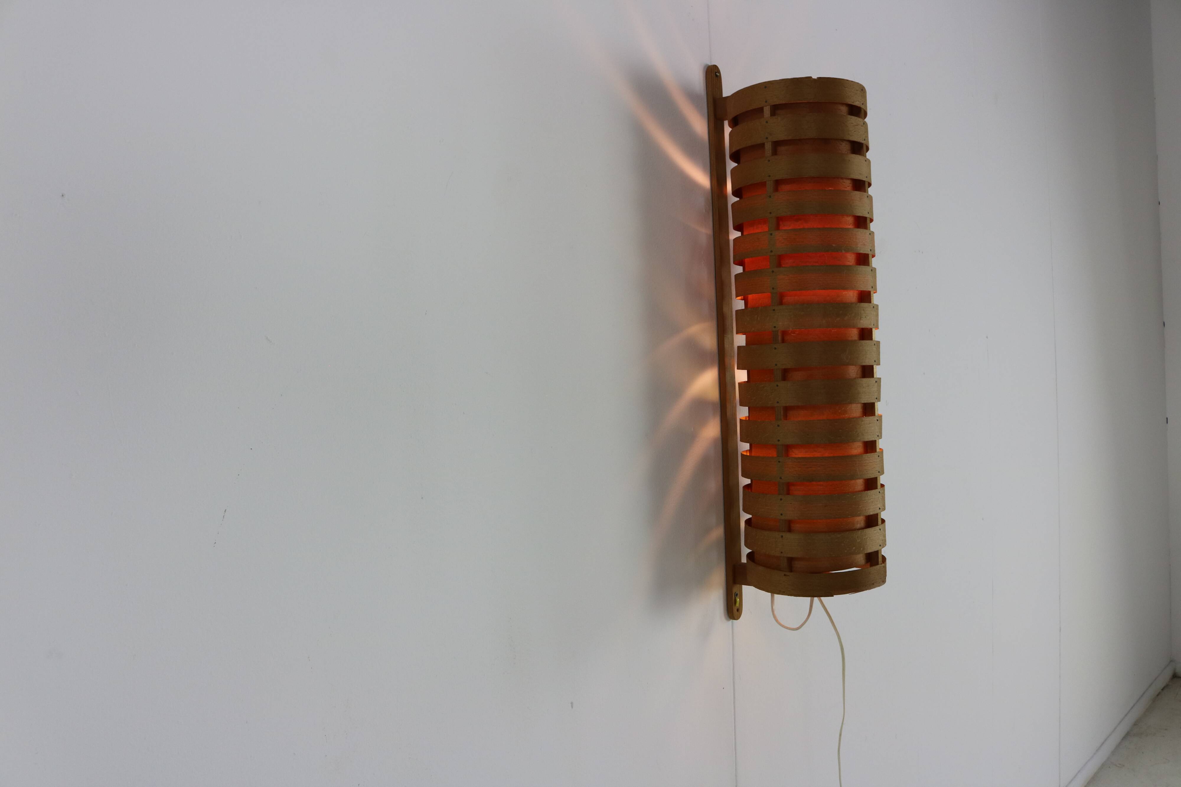 Swedish design pine veneer wall sonce by Hans Agne Jakobsson for Ellysett