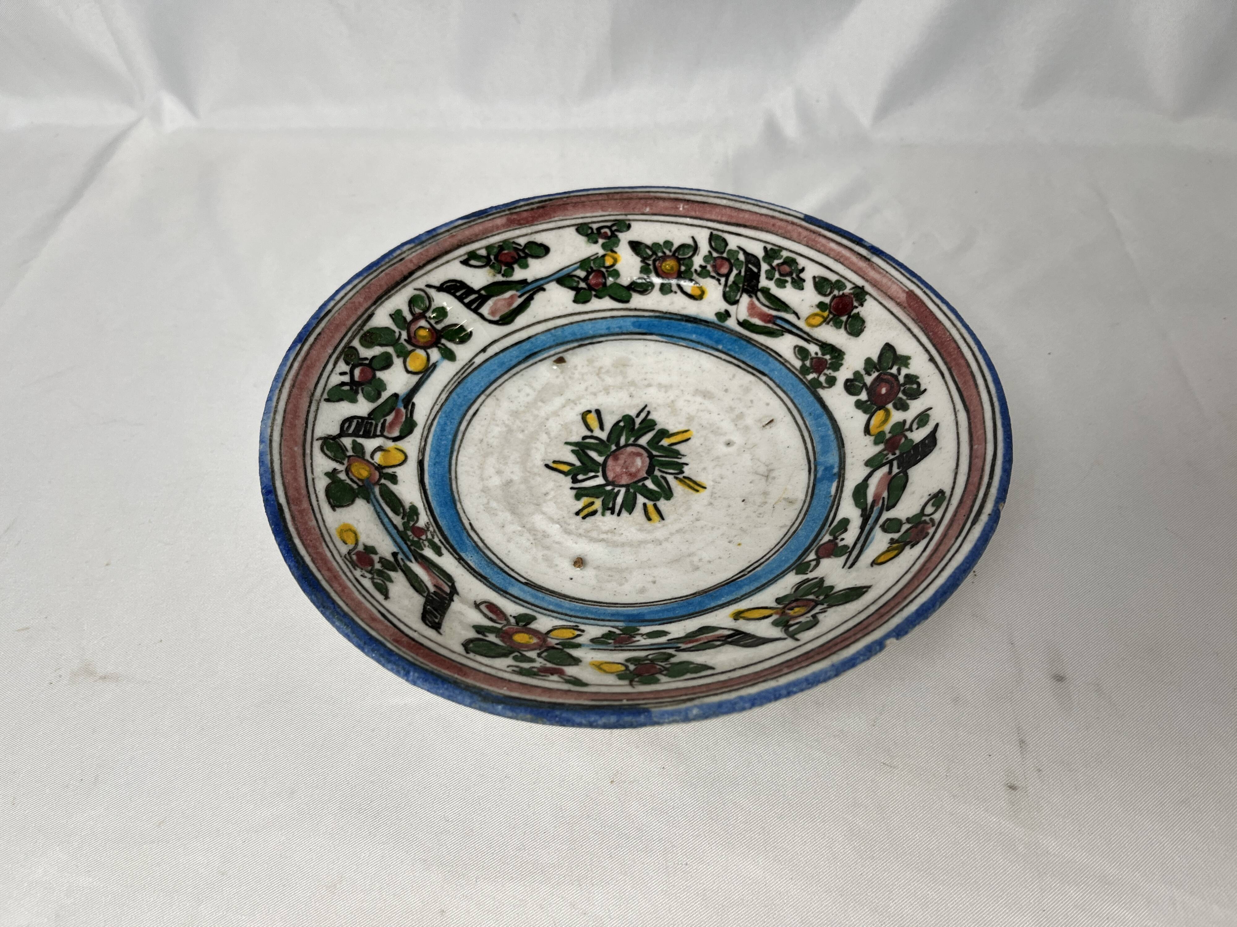 Qadjar, siliceous ceramic plate Persia Iran 18th century