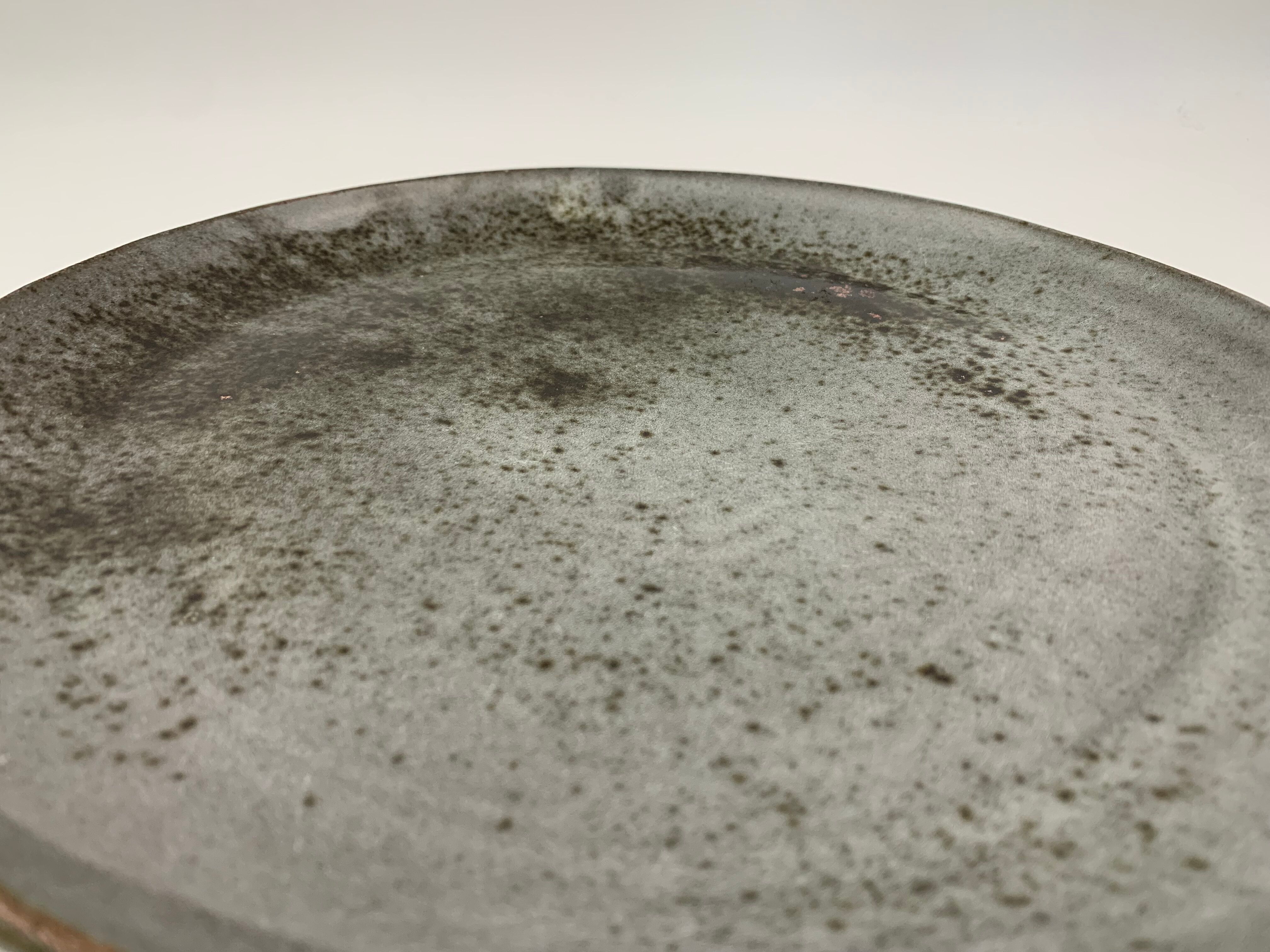Large vintage round dish Thierry ROBERT, Grès du Loir - 1970s