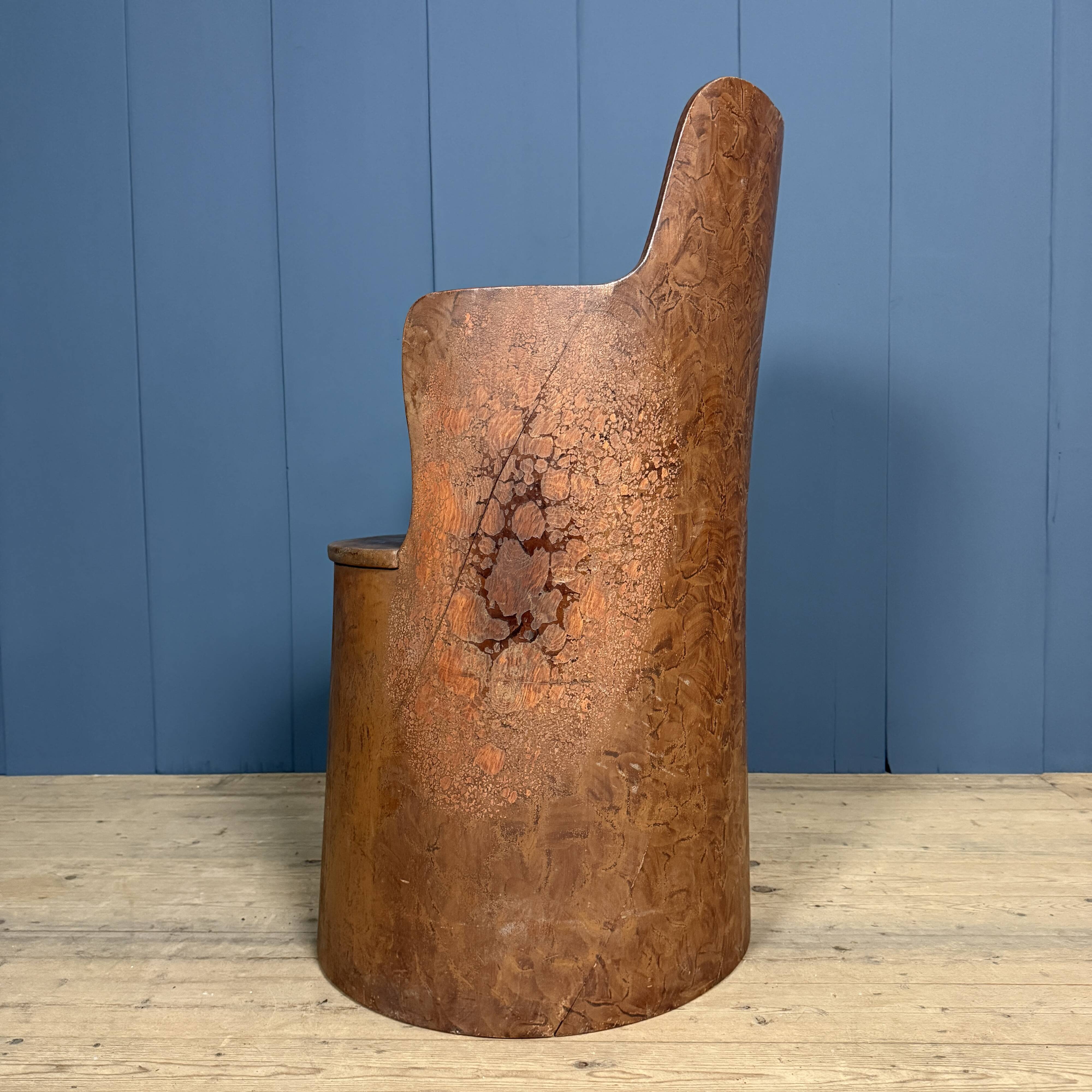 Old Swedish painted wooden trunk chair