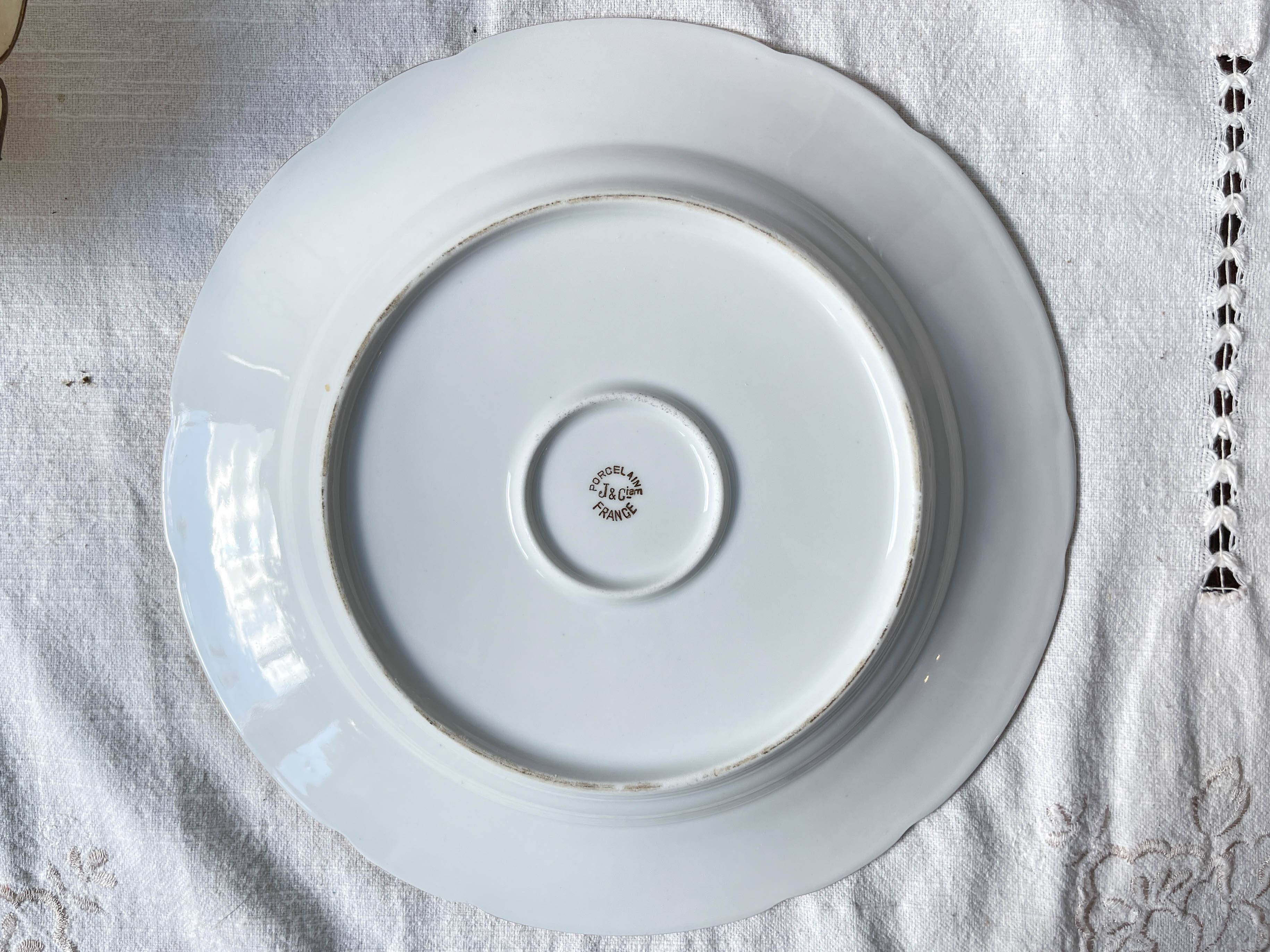 White and gold porcelain dish J&Ciem France 1950