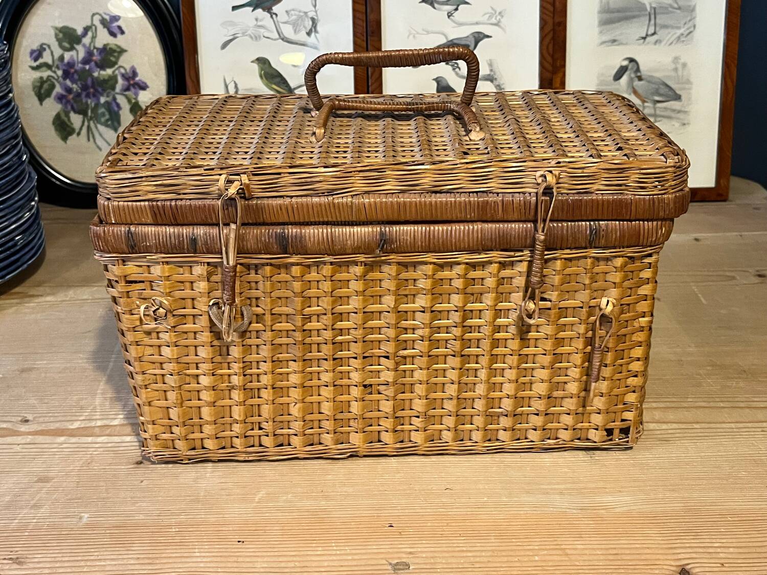 Old wicker suitcase