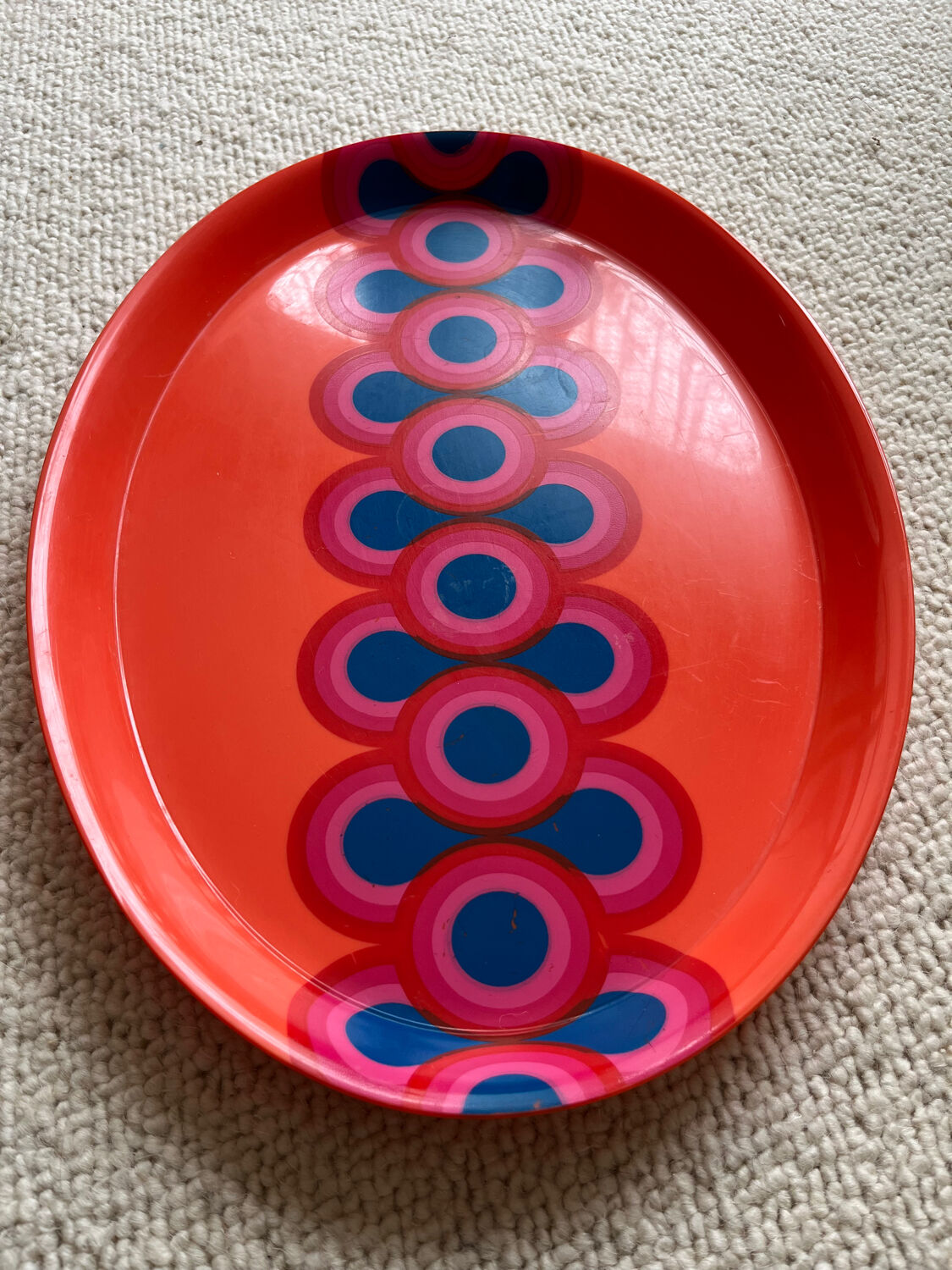 Guzzini orange plate, Ornella Noorda, 1970 design
