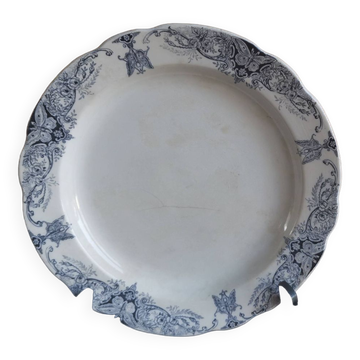 Round earthenware dish "butterflies" model Manufacture Impériale et royale Nimy de Belgique