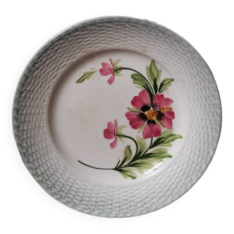 Assiette vintage en céramique à motif floral, St Amand